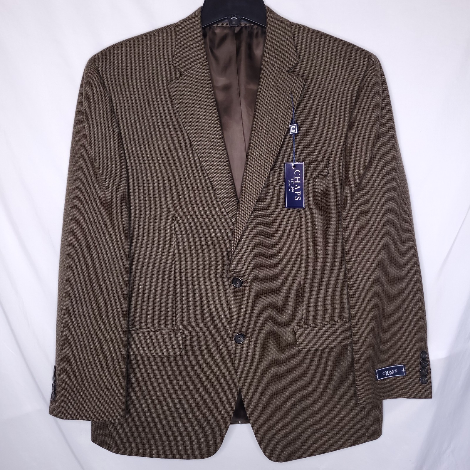 Chaps Wool Blazer Mens 44R Brown 2 Button Single Breasted Sport Coat NWT