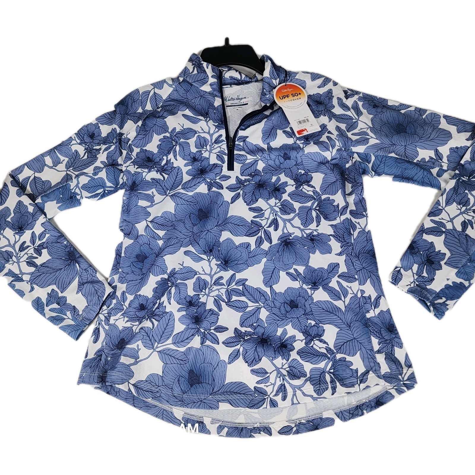 Walter Hagen 1/4 Zip Floral Print Golf Women’s Medium UV Performance 11 UPF50+