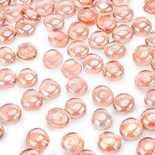 Flat Glass Marbles Iridescent Pink Champagne Pebbles for Vases Aquarium 1lb