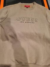 Guess Los Angeles Sweatshirt Men Size M Medium Brown Logo Crewneck Pullover Free