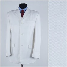 Mens White Blazer 40R UK Size CLOCKHOUSE Three Button Sport Coat Jacket