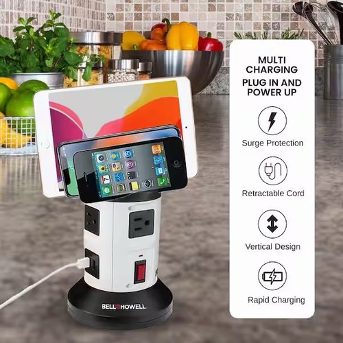 Bell + Howell 4-Outlets / 6 USB Spin Power - The Ultimate Smart Charging Station - 第 3/7 張圖片