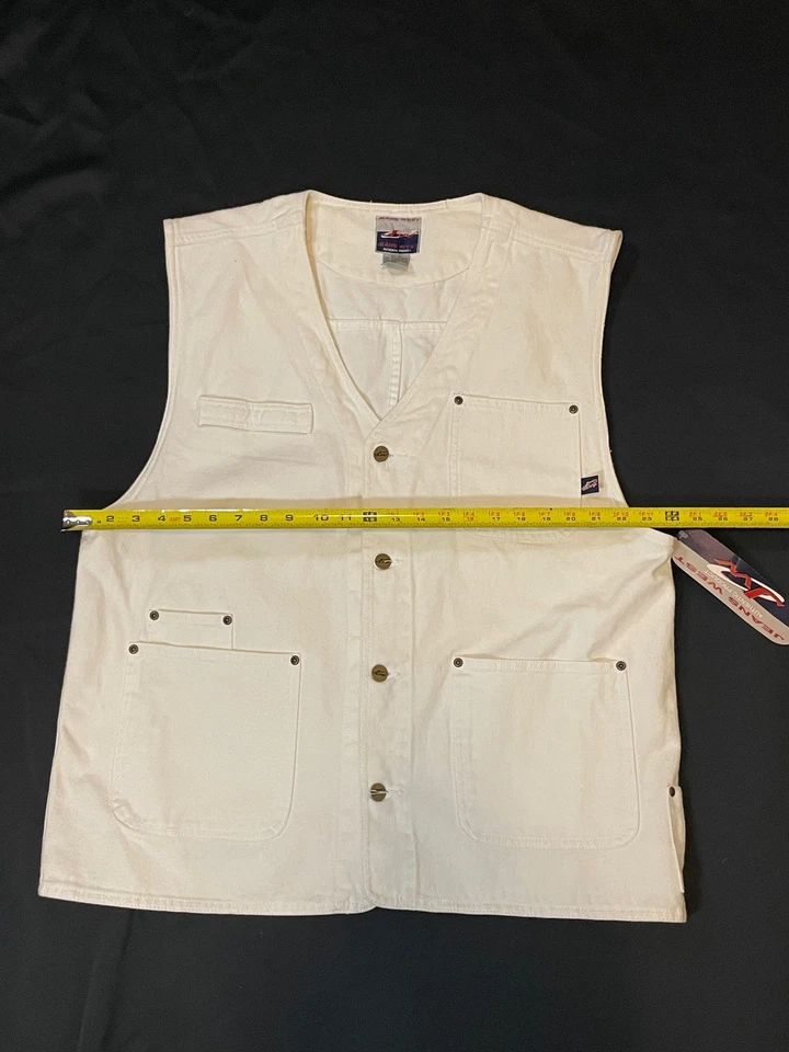 Colete ROCKER vintage anos 90 jeans West JW branco DENIM trabalho streetwear mecânico loja GG - Imagem 3 de 4