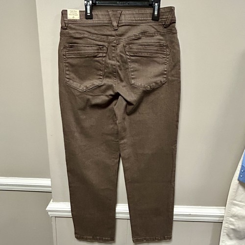 Jeans Democracy taglia 6 marrone tecnologia AB nuovo con etichetta vita alta slim dritto - Foto 3 di 11