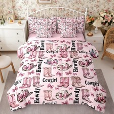 Manfei Western Cowgirl Queen Bedding Set 7 Piecesprincess Bowknot Kawaii Pink