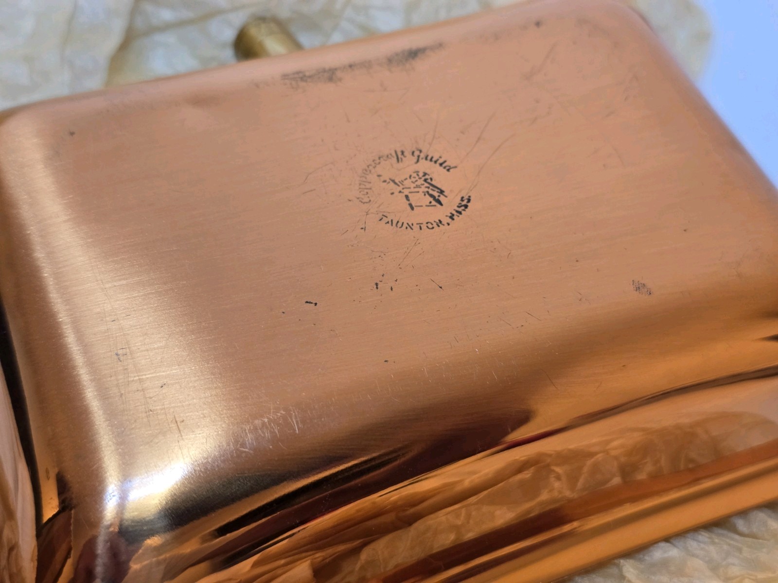 Vtg Coppercraft Guild Copper Silent Butler Ashtray USA Wood Handle Cottagecore