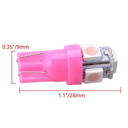 4PCS Pink T10 Wedge 5050 5SMD LED Dome Map License Interior Light Bulbs Set ` - Picture 4 of 8