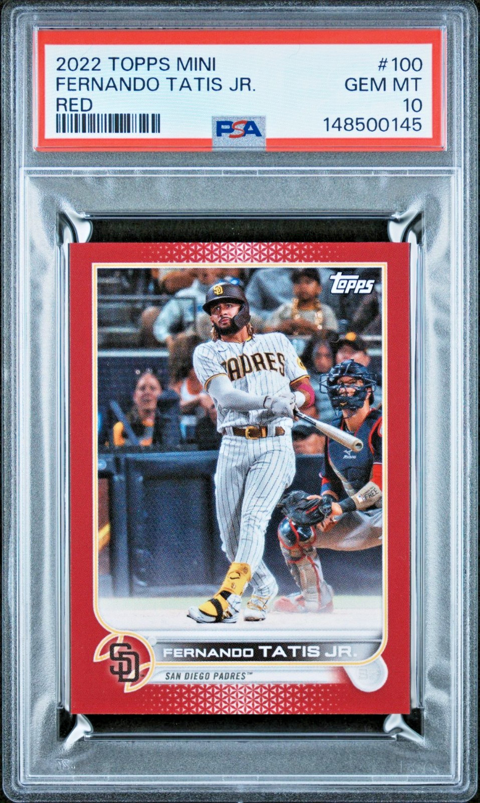 💎2022 Topps Mini Red /5 #100 Fernando Tatis Jr. San Diego Padres PSA 10💎