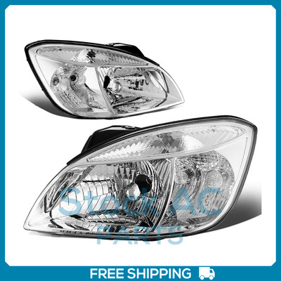 Headlights Pair OE Style Front Bumper Lamps Chrome Clear for 2006-2008 Kia Rio 5