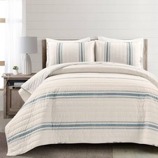 3pc Farmhouse Stripe Quilt - Lush D cor