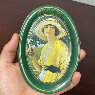 1920 Reg Us Pat Off (Vintage REPRO) OVAL COCA COLA LADY GOLDER TIN