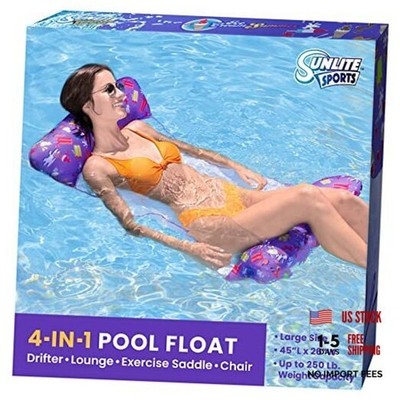 114'' x 89'' Inflatable Water Mat Pool Float, 7) Pool Hammock Purple Large