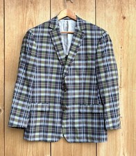 Ralph Lauren Green Plaid Cotton Blazer Jacket Sz 42R