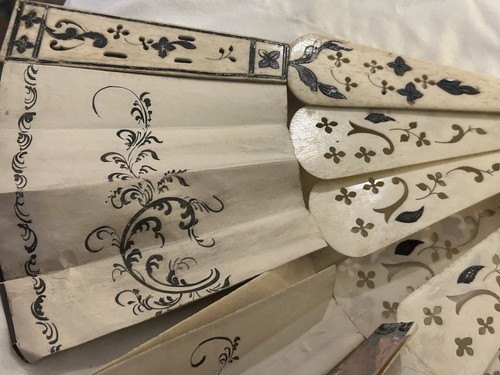 Antique HAND Made FAN BONE Sticks PIERCED Carved And Painted 1800s For Repair - Picture 18 of 24