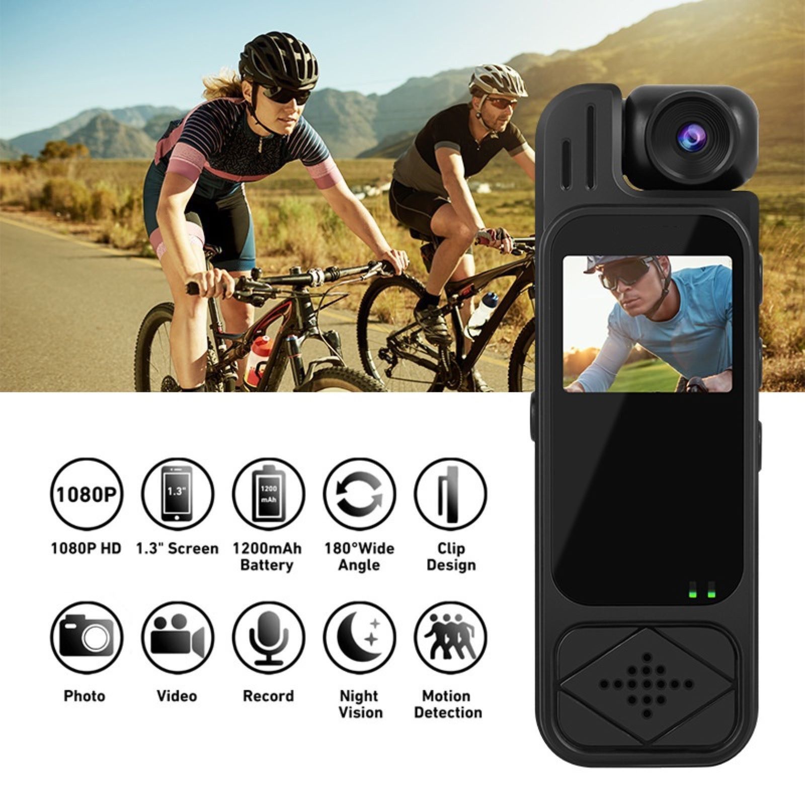 1080P Audio Video Recorder Camcorder 1.3-inch Color Screen Mini Body Camera