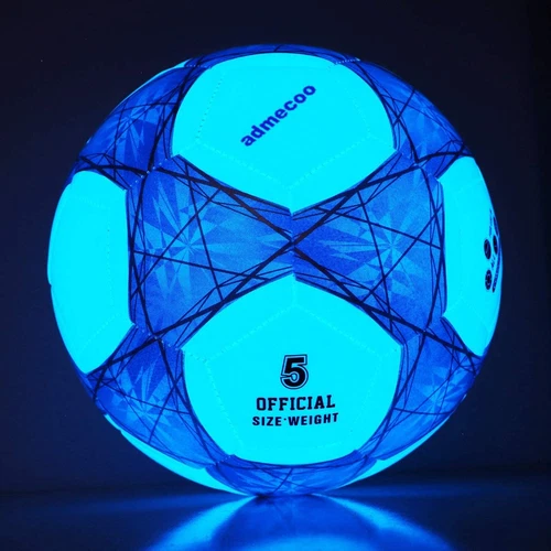 Admecoo Light Up Glow in Dark Soccer Ball Size 3/4/5 with Pump for Night Play
