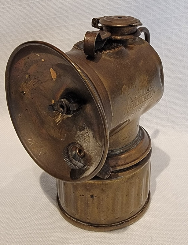Antique Justrite Carbide Miners Lamp Acetylene Coal Mining Light 1900s