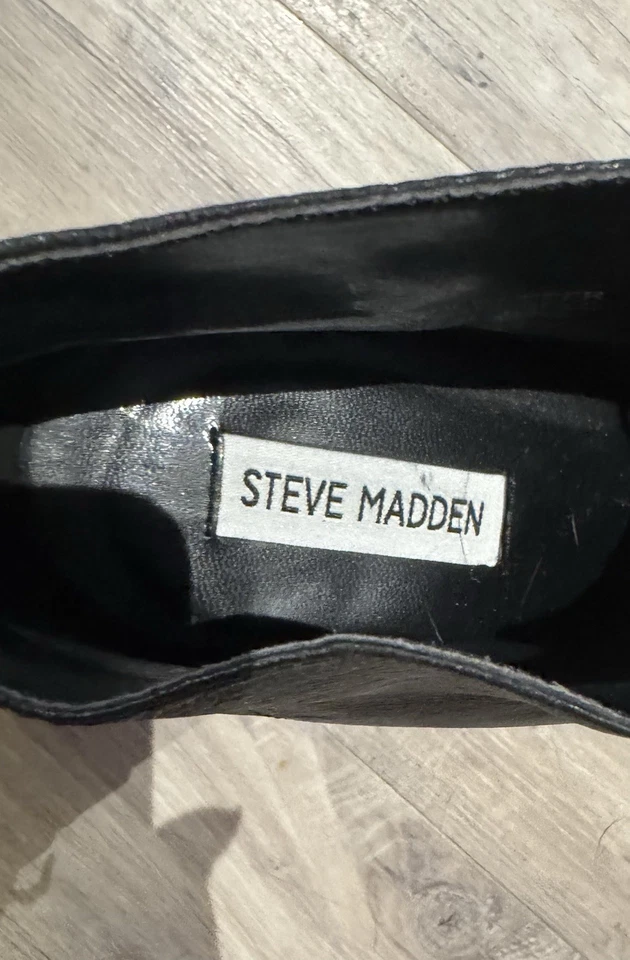 Botín de cuña Steve Madden Alva de cuero negro para mujer talla 6,5 Foto 4 de 4