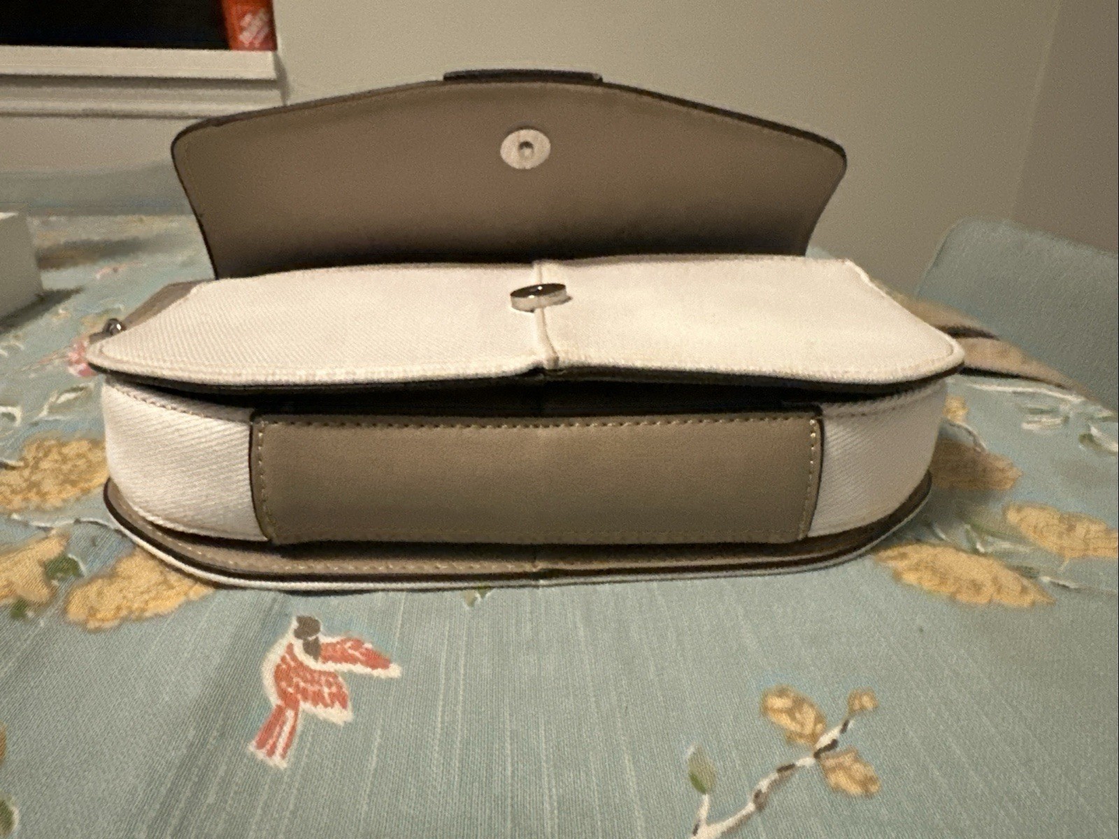 True Religion Crossbody Bag Taupe White Signature Horseshoe Logo Faux Leather thumbnail 14