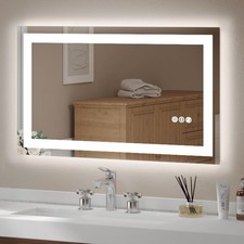 LED Bathroom Mirror 40x24 Inch Tempered Glass Frameless LED Backlit Lighted