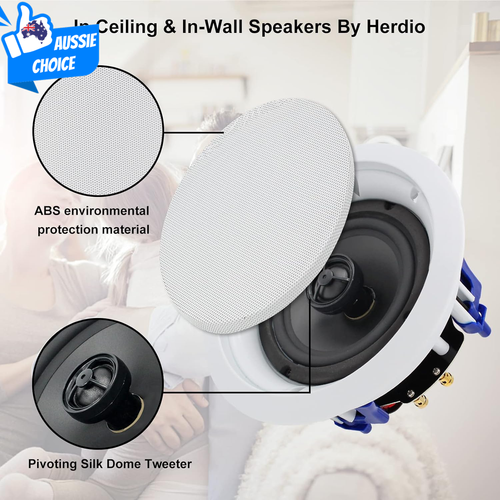 Bluetooth Ceiling Speakers 2-Way Flush Mount 600W for Home Kitchen Bathroom - Picture 2 of 9