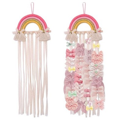 Rainbow Tassels Hair Bows Holder Hanging - Baby Hair Accessories Storage Bow ...