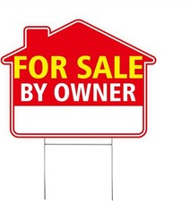 For Sale by Owner Yard Sign with Stake   17" X 13" Double-Sided Corrugated Plast
