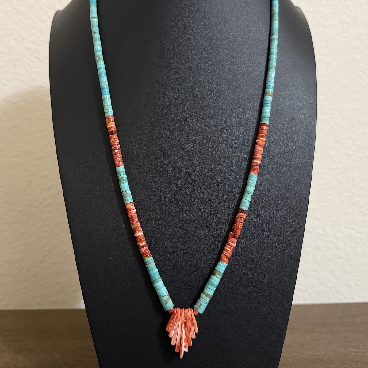 30” Santo Domingo Pueblo Turquoise Heishi Necklace Native American