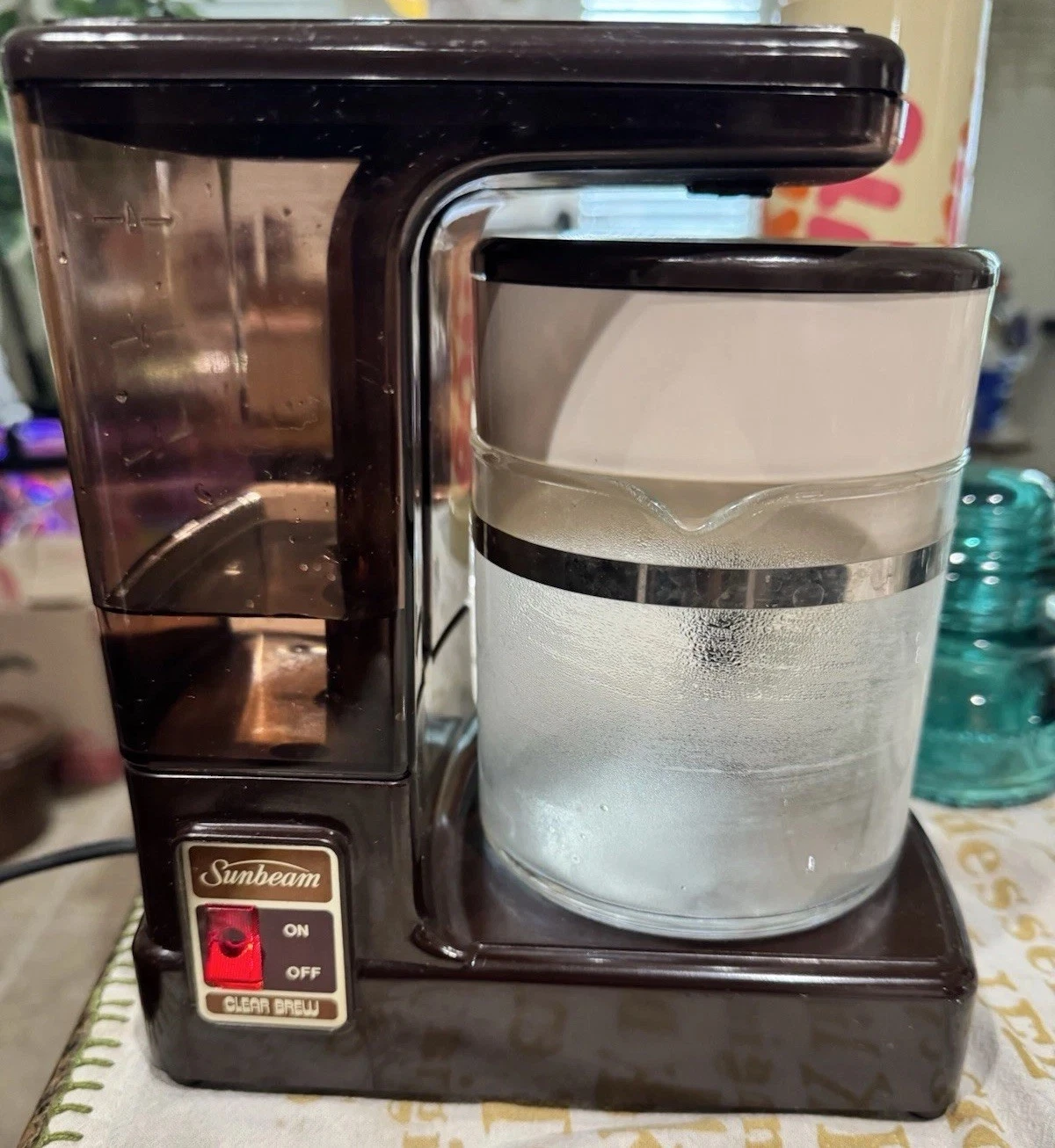 Sunbeam 4 Cup Coffee Maker Vintage Clear Brew Glass Carafe Brown Tested