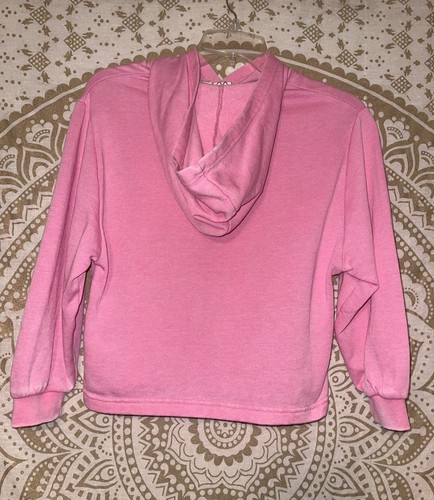 ROXY GIRLS OFFICIAL PINK LONG SLEEVE HOODIE WITH GRAPHICS ON BODICE, SIZE 8 - Picture 2 of 3