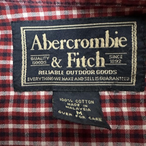 Abercrombie & Fitch Shirt Mens Medium Red Plaid Button Down Casual Cotton Pocket - Picture 4 of 8