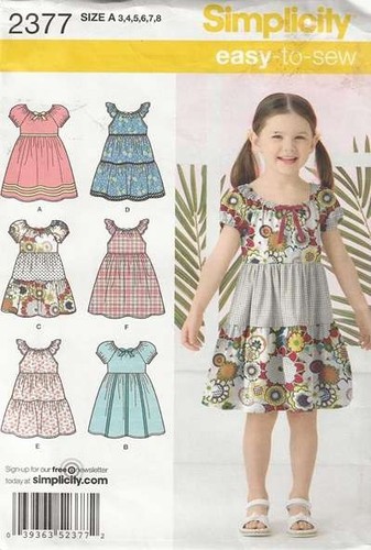 Simplicity Learn To Sew Patterned Girl's Dress Sewing Pattern Template, Sizes ..