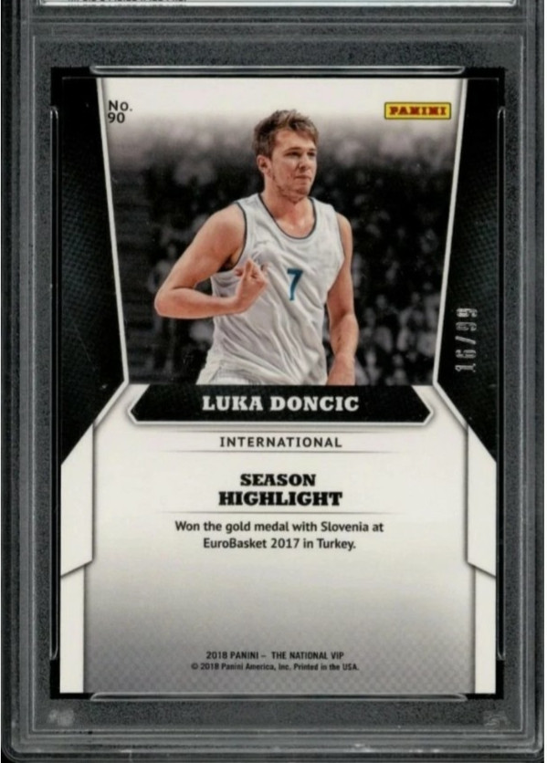 2018 Panini The National VIP Rookie /99 Silver Prizm #90 Luka Doncic RC SP PSA 9 view 11