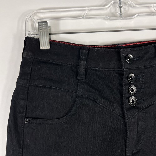 Lovesick Jeansshorts Damen Größe 5 hoher Bund schwarz anthrazit Waschung Knopfleiste - Bild 2 von 15