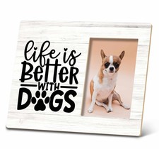 Dog Picture Frame, Gift for Dog Mom Dad Lovers, Life Is Better With Dogs 10x8...