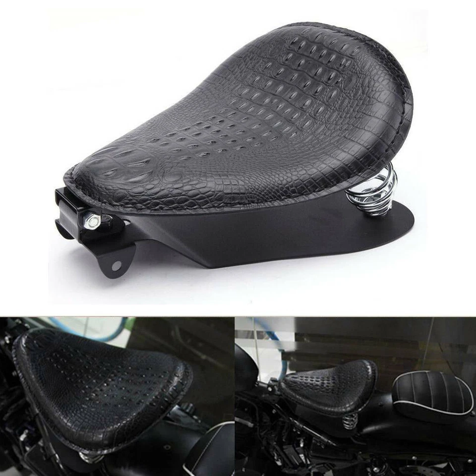 MOTORCYCLE ALLIGATOR BOBBER SOLO SEATS SPRING BLACK FOR HARLEY SPORTSTER CHOPPER - Image 2 of 4