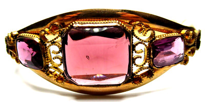 SOB & CO BIGNEY 1908 Purple Glass Stone Gold Filled Art Nouveau Bracelet