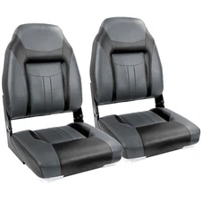 NORTHCAPTAIN Deluxe Charcoal/Black High Back Folding Boat Seat, 2 Seats