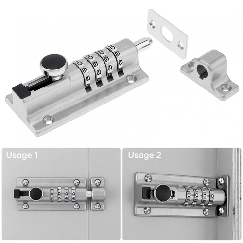 Combination Locking Bolt, 4 Digit Door Security Slide Latch Lock for Shed Gate - Picture 5 of 13