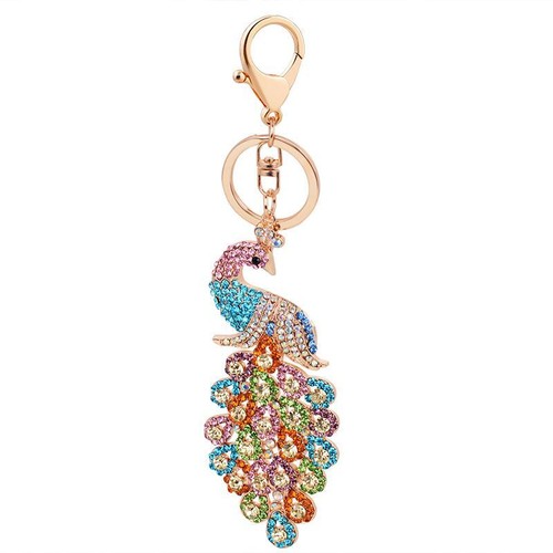 Portachiavi statuina pavone metallo multicolore moderno intagliato piccola novità decorazione - Foto 11 di 29