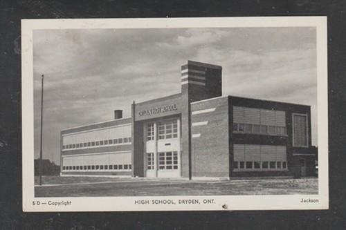 Dryden Ontario Postcard High School Kenora District Street View Unused Chrome - Picture 2 of 3