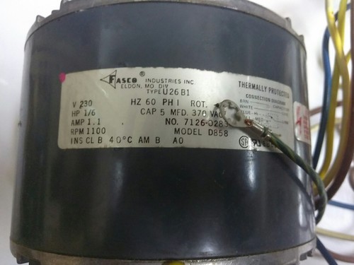 MOTOR CONDENSADOR DIVIDIDO FASCO HVAC D858 7126-0283 U26B1 ENVÍO GRATUITO - Imagen 3 de 5