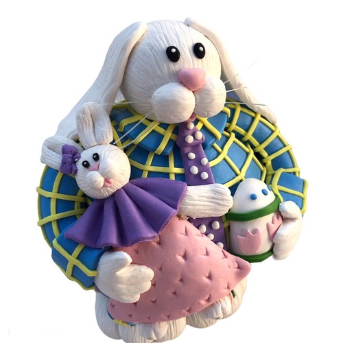 CWC Hase Statue Polymer Ton Glaskugel Familie Hasen Ostern Geschenk 6,5 Zoll Dekor - Bild 2 von 11