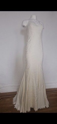 Nicole Miller Women's Gown Wedding Dress Lace Linen Size 4 Small NWT $1800 - Picture 6 of 8