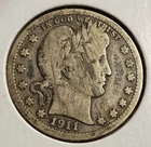 1911-D 25c Silver Barber Quarter - VG - Pattern Toning - Value Coin - SKU-T1720