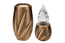 Vaso in Bronzo + Lampada - Serie Palma per Loculi-Lapidi-Arte Funeraria