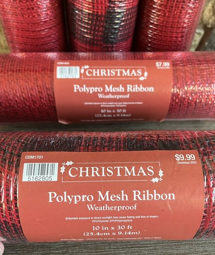5 Rolls Hobby Lobby Christmas Polypro Mesh Ribbon Weatherproof & 1 Wired Ribbon - Picture 5 of 8