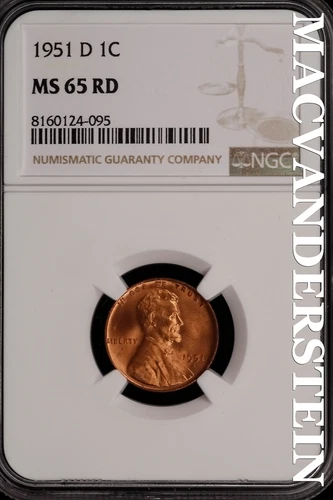 1951-D Lincoln Wheat Cent - NGC MS 65 RD - Brilliant Uncirculated  #SLH326