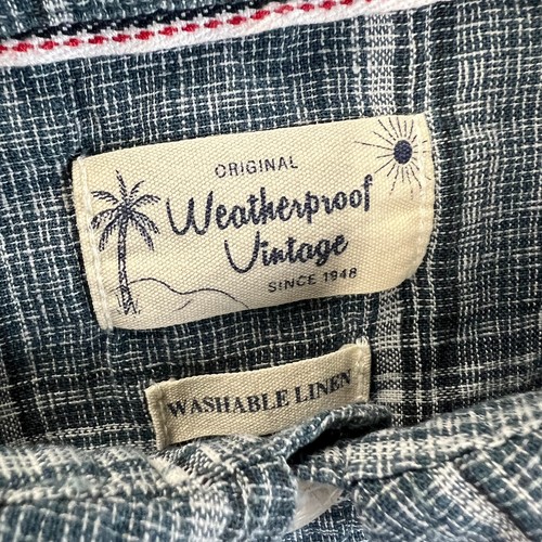 Weatherproof Washable Linen Shirt Mens XL Plaid Button Down Casual Preppy - Picture 3 of 7