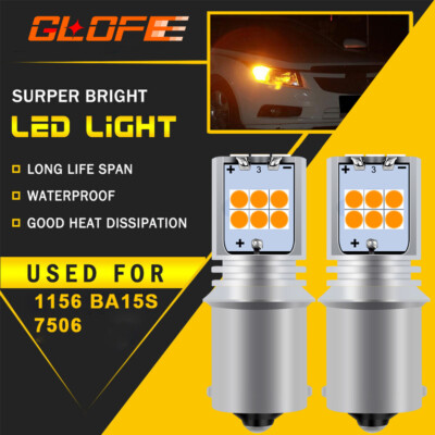 GLOFE 1156 7506 LED Amber Yellow Turn Signal Blinker Indicator Light Bulb Bright